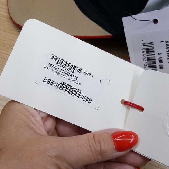 ALEXANDER MCQUEEN Baseball Cap Hat Large Navy Red Panel Stacked Logo $490 - Picture 7 of 7